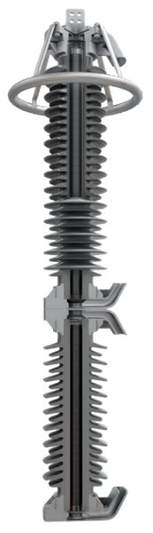 A metal cylinder positioned upright, featuring two parallel metal rods extending from its top.